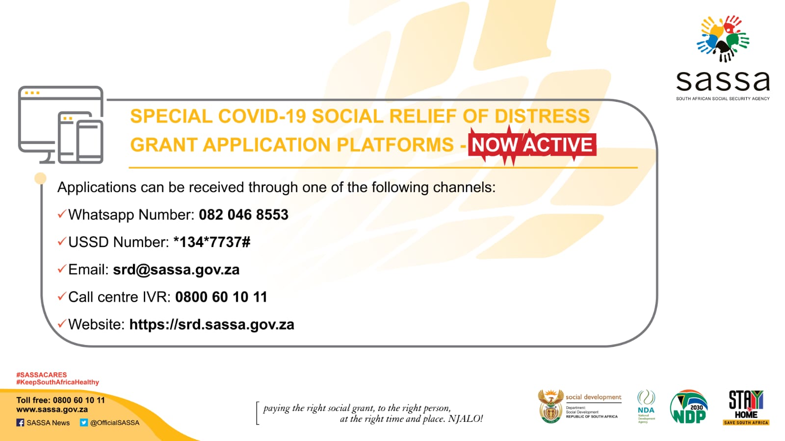 Who is eligible for a Social Relief of Distress (SRD) grant?